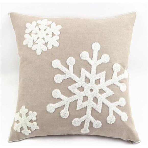 Pack of 4 Christmas Pillow Covers Embroidery Sleigh Snowflakes Winter Decorative - Picture 4 of 7